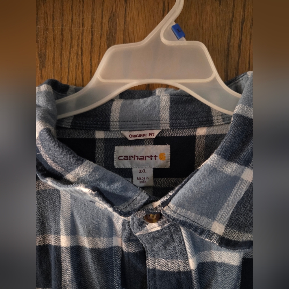 Carhartt Gray, Blue And White Men's Flannel Long Sleeve